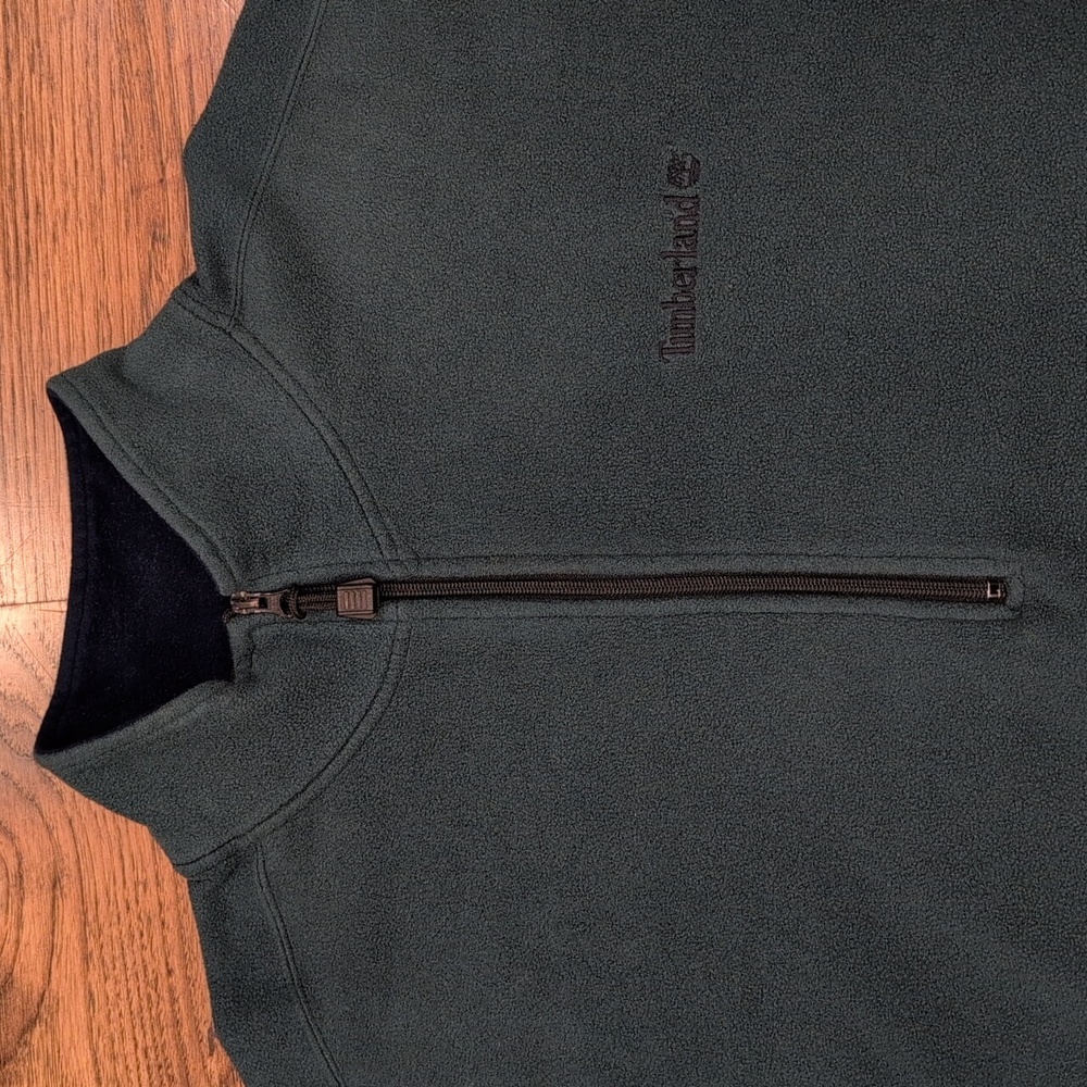 Mens Timberland dark green 1/2 zip pullover size L - Picture 2 of 4